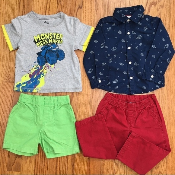 Carter's / Circo baby boys pant short tee shirt bundle 4-pcs matching sets - Picture 1 of 16